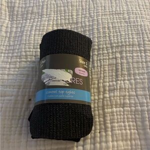 Textured & Black Control Top Tights 2 pair